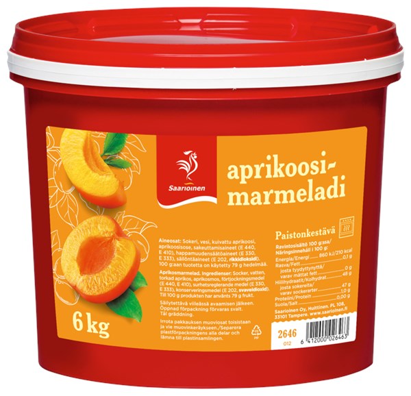 Aprikoosimarmeladi, paistonkestävä 6 kg