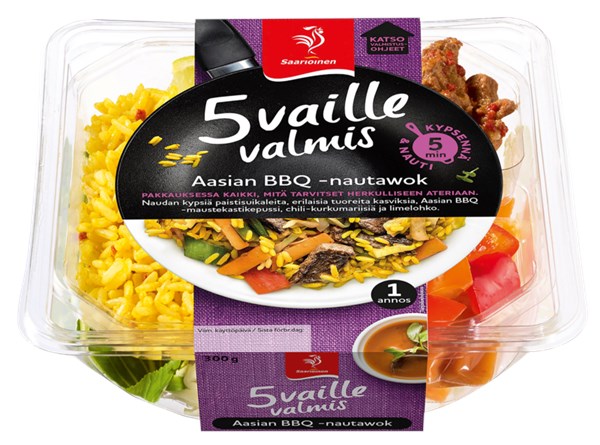 5 vaille valmis Aasian BBQ -nautawok 300 g