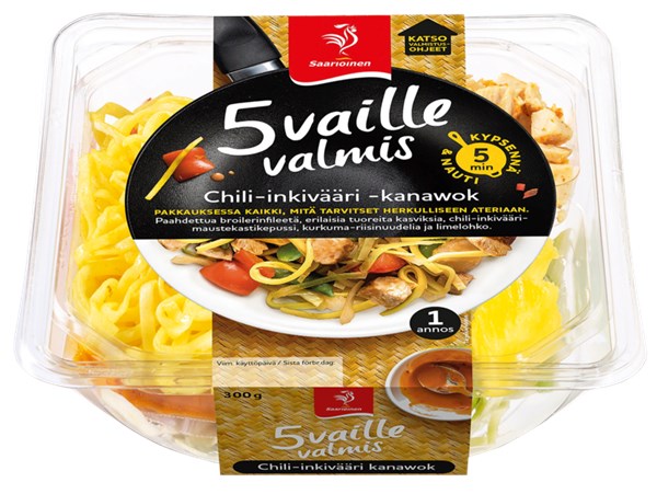 5 vaille valmis Chili-inkivääri-kanawok 300 g