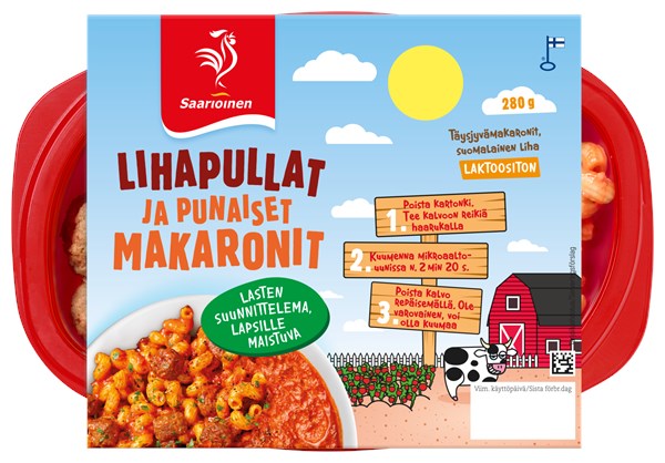 Lihapullat ja punaiset makaronit 280 g