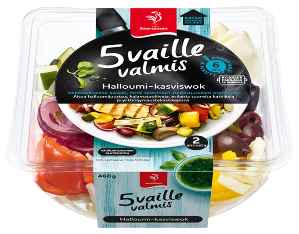 5 vaille valmis Halloumi-kasviswok 460 g